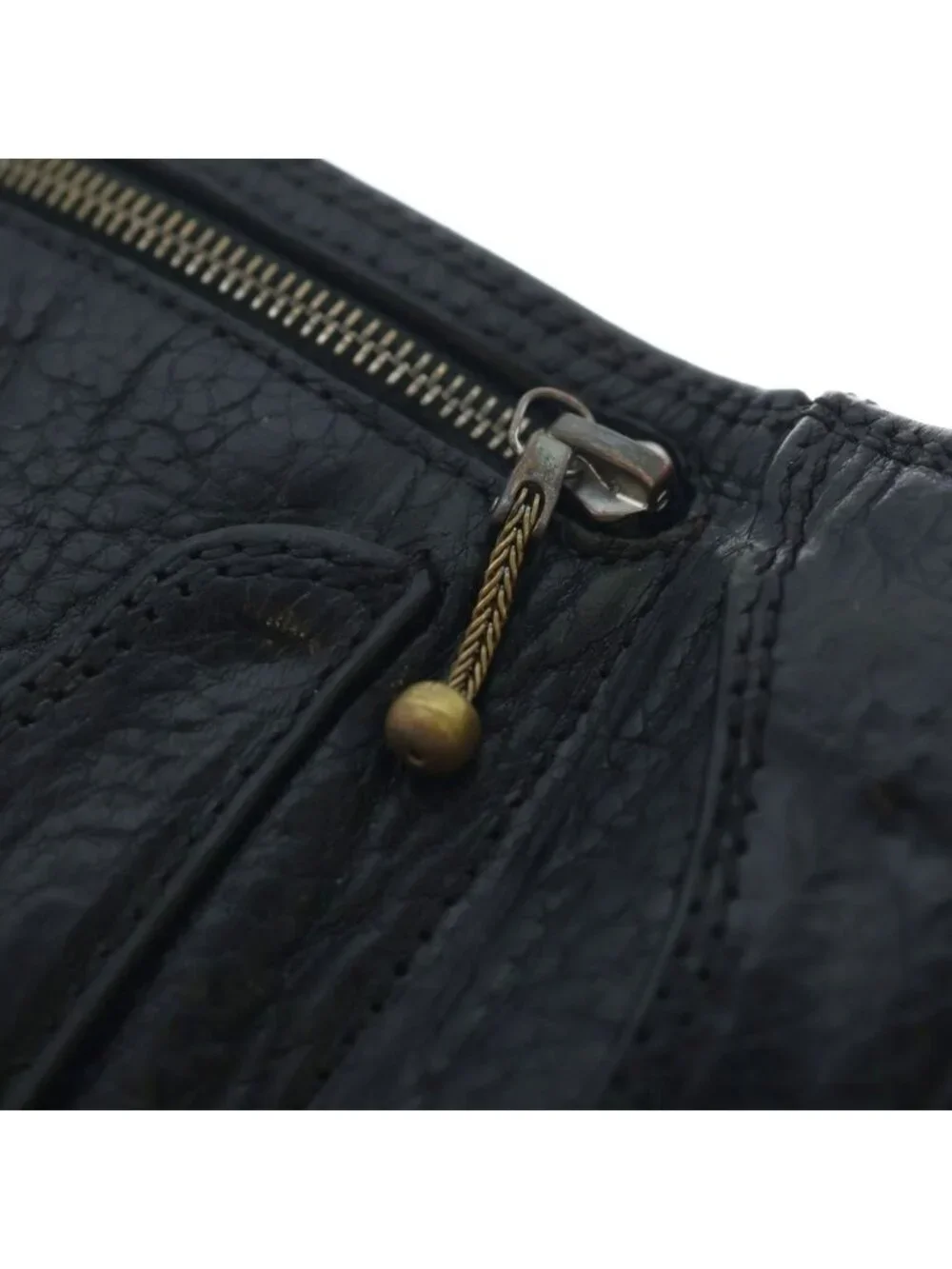 Chrome Hearts 3 Fold Cross Ball Button Leather Wallet Black